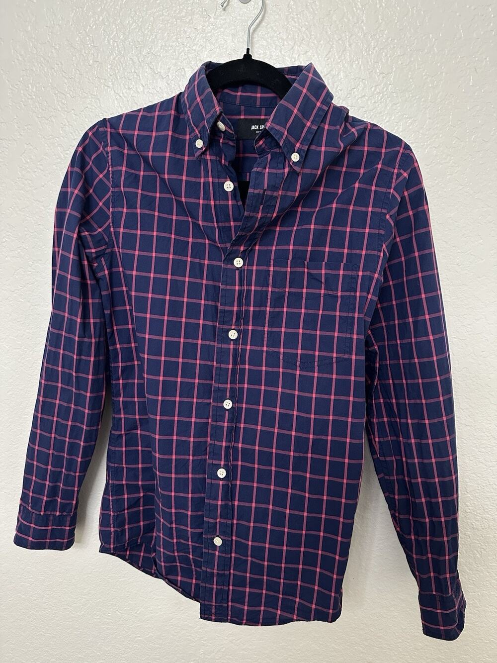 Jack Spade New York Preppy Shirt Mens XS Blue Pink Plaid Button Down 100% Cotton